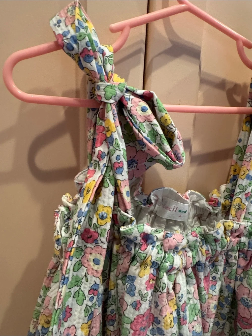 Floral Tiered Ruffle Tank and Shorts Set - Pink, Green, Yellow